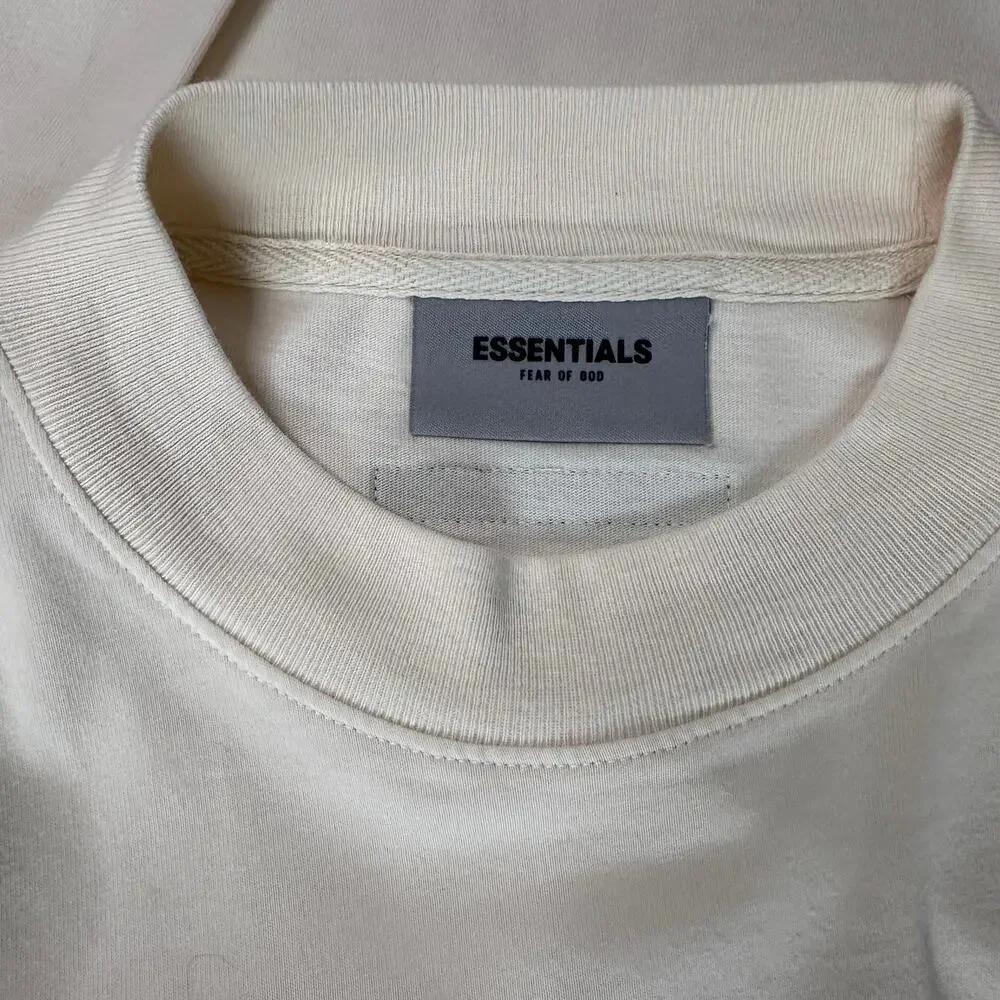 Fear of God Esssentials Long Sleeve T- Shirt Cream XXS Minimal  Logo Back Unisex